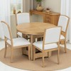 Mshliw 5-Piece Extendable Round Dining Table Set for 4, Solid Wood Pedestal Table with 16" Removable Leaf and 4 Upholstered Chairs for Small Spaces - 4 of 4