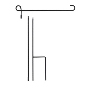 Evergreen Flag Elegant Sturdy Black Metal 3 Piece Garden Flag Stand - 15" Long x 42" High - 1 of 4