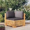 vidaXL Solid Teak Wood Patio Corner Sofa with Dark Gray Cushions – Versatile Outdoor Furniture for Garden, Terrace, Patio - Easy to Assemble - image 2 of 4