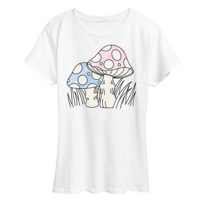 Women's - Instant Message - Watercolor Mushrooms Short Sleeve Graphic T-Shirt - 1 of 4