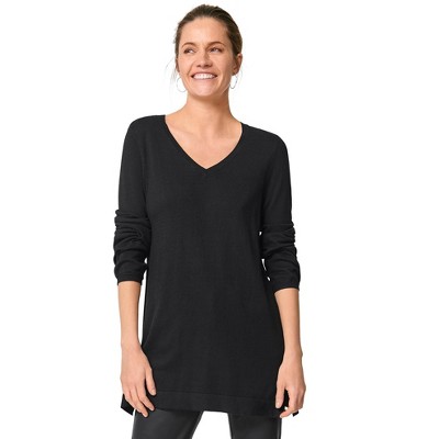 ellos Women's Plus Size V-Neck Sweater Tunic