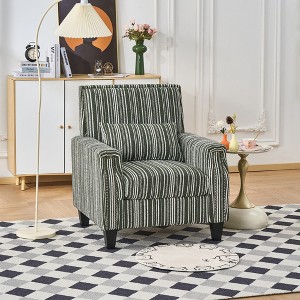 Hrinhom 32.5"W Upholstered Armchair, Striped Lounge Chair with Wooden Legs - 1 of 4