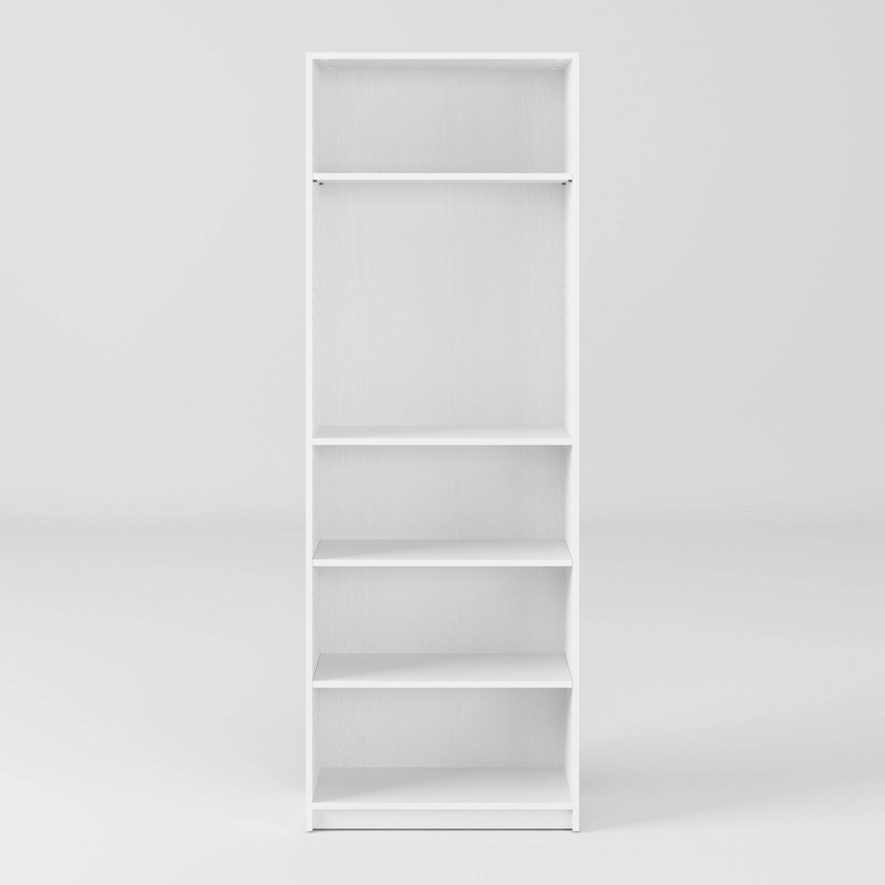 Photos - Wardrobe CorLiving 70.75" Teo Bookshelf White: Modern 5-Tier, Adjustable, Laminated MDF 