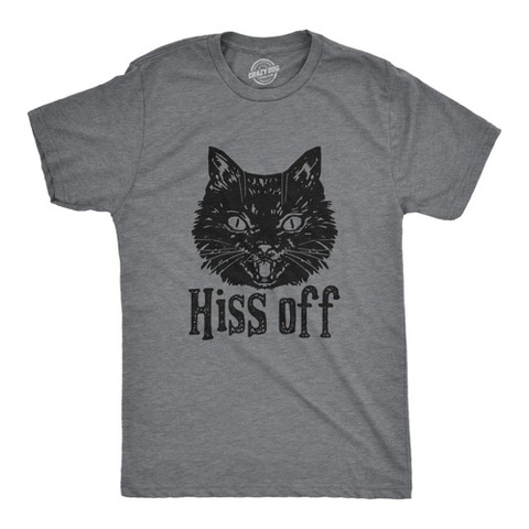 Мужские футболки Crazy Dog T-Shirts, Inc. Mens Hiss Off T Shirt Funny Angry Hissing Aggressive Cat T Shirt for Guys - Crazy Dog Men's T Shirt For Cat Lovers Dark Grey L