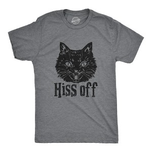 Mens Hiss Off T Shirt Funny Angry Hissing Aggressive Cat T Shirt For Guys - Crazy Dog Men's T Shirt - 1 of 4