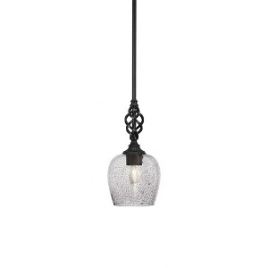 Toltec Lighting Elegante 1 - Light Pendant in  Matte Black with 6" Smoke Bubble Shade - 1 of 2