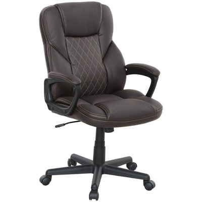 HOMCOM High Back Executive Office Chair, PU Leather Computer Desk Chair with Adjustable Height, Padded Armrests and Swivel Wheels