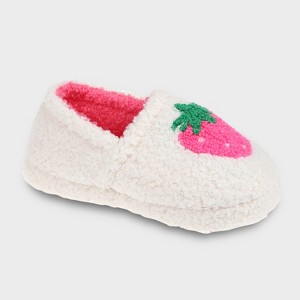 Kensie Toddler Girl's Fuzzy Faux Shearling Slippers, Kid's Cute Stuff with Cute Patch - Toddler Girl's Slipper Shoes - 1 of 4