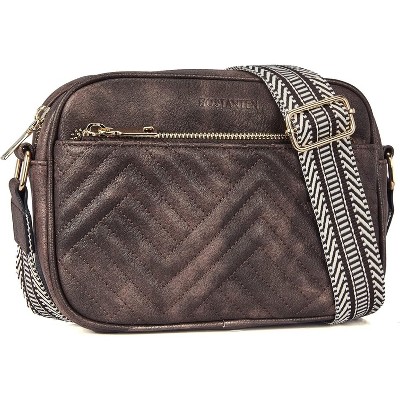 Quilted Crossbody Bags for Women Vegan Leather Purses Small Shoulder Handbags with Wide Strap