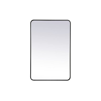 Contemporary Frameless Metal Rectangular Mirror 28x42 in Black