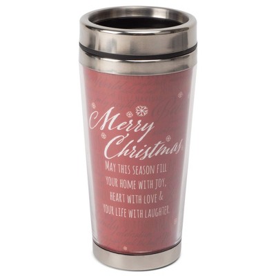 Merry Christmas 16 Oz Stainless Steel Travel Mug with Lid