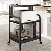 Home Office 3-Tier Large Printer Stand w/ Power Outlets & USB Ports, Industrial Rolling Printer Cart w/ Heavy Duty Metal Frame & Adjustable Shelf - 2 of 4
