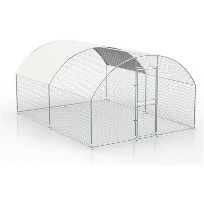 Large Metal Chicken Coop, Walk in Poultry Cage with Waterproof Cover, Chicken Run, Hen Rabbit Duck House for Backyard Farm Use