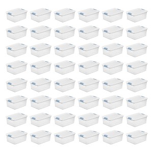 Sterilite Clear Plastic Stackable Storage Container Bin Box Tote with White Latching Lid Organizing Solution for Home & Classroom - 1 of 4