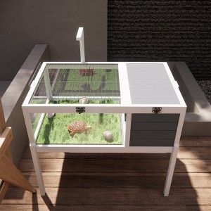 Aortzio 37.9"W Wood Tortoise House,Reptile Cage with Lamp Holder&Waterproof Tray&Detachable Legs - 1 of 4