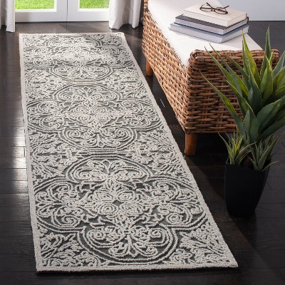 Elegant Trace Hand-Tufted Wool Runner Rug in Dark Grey & Light Grey