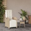 vidaXL Reclining Patio Chair with Footrest Beige Poly Rattan - 3 of 4