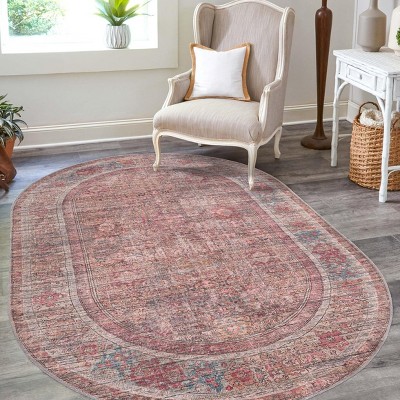 Unique Loom Nostalgia Euphoria Border Washable Indoor Flatweave Woven Area Rug