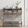 Modern Slim Shoe Organizer Cabinet with 4 Drawers - Space-Saving Open Storage and Narrow Hidden Rack - Metal Legs - 2 of 4