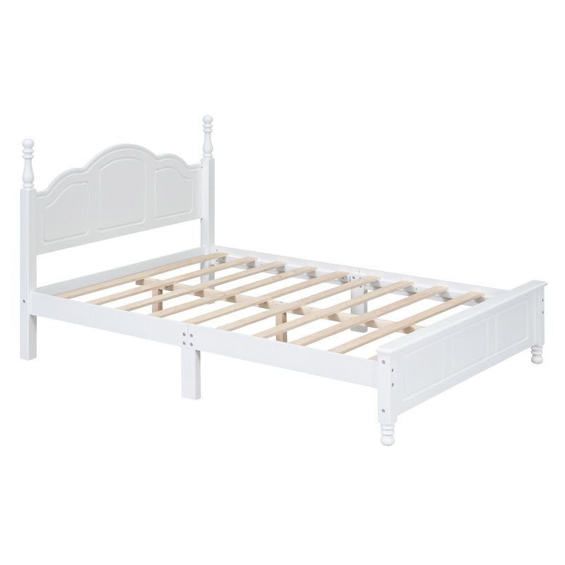 Queen/Full Size Wood Platform Bed Frame with Retro Style Headboard and Wooden Slat Support-ModernLuxe, 5 of 10