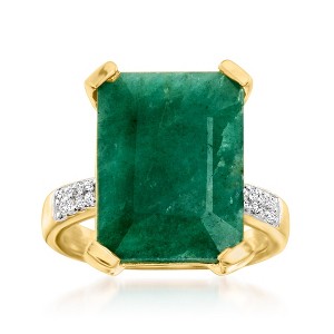 Ross-Simons 7.25 Carat Emerald and .14 ct. t.w. White Topaz Ring in 14kt Gold Over Sterling - 1 of 4