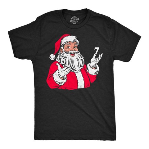 Мужские футболки Crazy Dog T-Shirts, Inc. Mens Funny T Shirts 6 7 Santa Claus Sarcastic Christmas Graphic Novelty Viral Meme Tee For Men - Crazy Dog Men's T Shirt Gift For Christmas Black XL