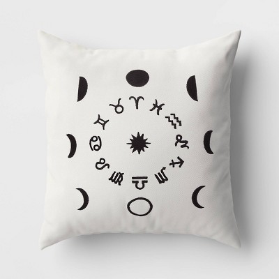 Zodiac Phase Square Throw Pillow Ivory/Black - Room Essentials™