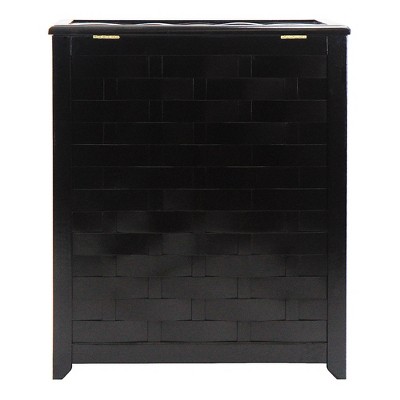 Mahogany Finished Bowed Front Wood Laundry Hamper with Lid