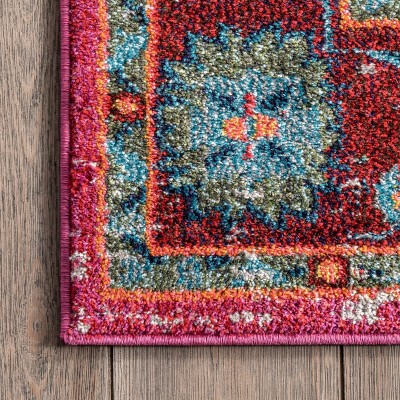 Multi-Color Medallion Synthetic Runner Rug, 2' 6" x 10'