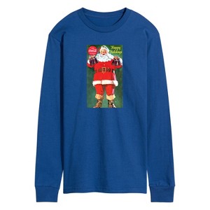 Men's - Coca Cola - Santa with Coke Bottles Long Sleeve Graphic T-Shirt - 1 of 4