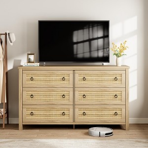 Natural Rattan 6-Drawer Boho Dresser 47.2" Wide - Extra Deep Storage - 1 of 4