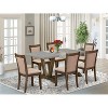 HomeStock 7-Piece Distressed Jacobean Finish Solid Wood Top Dining Table with 6-Chairs - 2 of 4