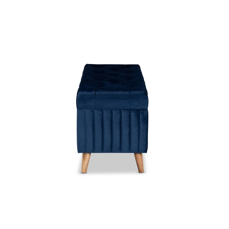 Hanley Velvet Fabric Upholstered and Wood Storage Ottoman - Baxton Studio, 5 of 11