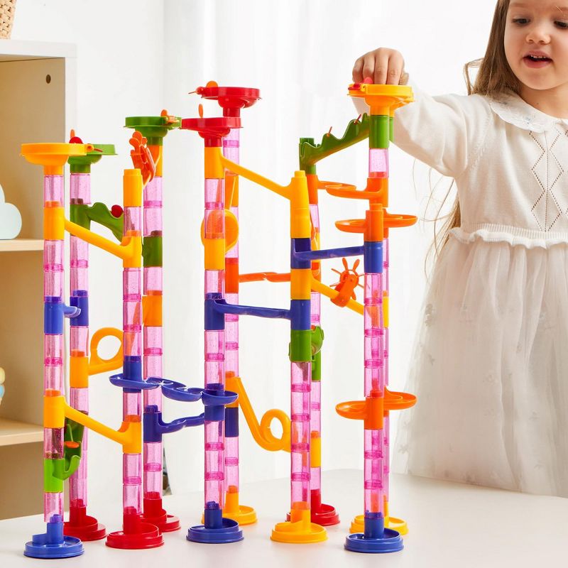 Syncfun 196 Pcs Marble Run, Construction Marble Maze Game, STEM Educational Toy, Building Block Toy, Christmas Gift for Kids Toddler Aged 3 4 5 6 7 8, 1 of 7