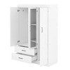 Whisen Wood 3-Door Wardrobe Armoire with Mirror, 2 Drawers, Storage Shelves and Hanging Rail - 4 of 4