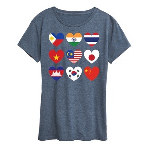 Women's - Instant Message - AAPI Heart Flags Short Sleeve Graphic T-Shirt - 1 of 4