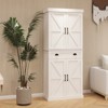 TIRAMISUBEST 71 Inch White Kitchen Pantry Cabinet with 4 Doors and Wooden Accent Storage Shelves - 4 of 4
