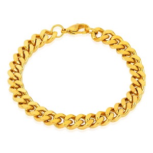 Crucible Men's Knife Edge Curb Chain Gold Steel Bracelet - 1 of 4