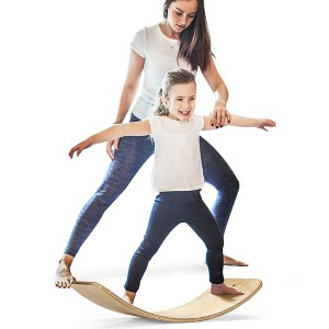 Costway Wooden Wobble Balance Board Kids Adult 15.5'' wider Rocker Board Toy 660LBS - 1 of 4