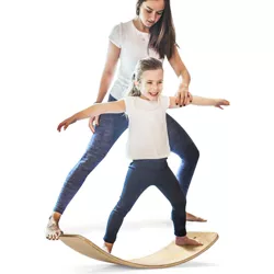 Costway Wooden Wobble Balance Board Kids Adult 15.5'' wider Rocker Board Toy 660LBS