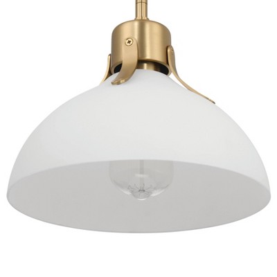 Gold and White Glass Dome Ceiling Light with Adjustable Height