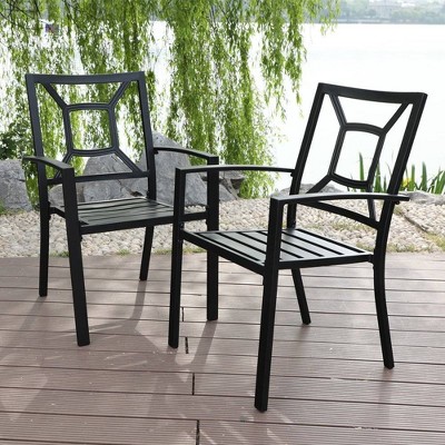 2pc Patio Stackable Metal Deck Chairs - Captiva Designs