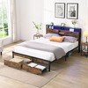 NicBex Platform Bed Frame with Wooden Headboard and Footboard,Metal Platform Bed with RGB LED,Charging Station and 2 Drawers,Easy Assembly,Black - 2 of 4
