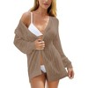 Womens Milanese Knit Cardigan Semi Sheer Lace Beach Cover Ups Open Front Cardigan Ribbed Cuff Open Front Sweater,Camel - S - 4 of 4