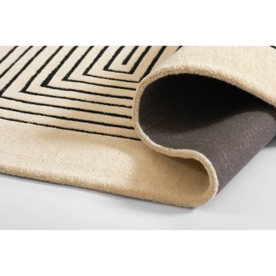 White Geometric Hand-Tufted Wool Rectangular Area Rug