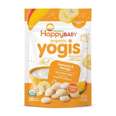 HappyBaby Organic Yogis Banana & Mango Freeze-Dried Yogurt & Fruit Baby Snacks  - 1oz