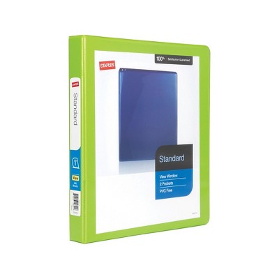 Staples Standard 1" 3-Ring View Binder Chartreuse (26435-CC) 82657