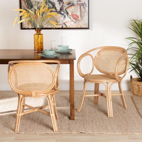 Bali & Pari Palesa Modern Bohemian Natural Brown Rattan Dining Chair : Target