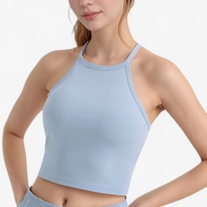 Anna-Kaci Active Women's High Neck Cropped Tank Top with Racer Style Straps and Seamless Fit for Active and Casual Wear - 1 of 4