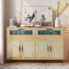 Acekool Buffet Cabinet with Power Outlets & LED Lighting – Rattan & Acrylic Storage for Kitchen, Dining, and Living Room - 2 of 4